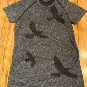 Heather Charcoal Bird Print Tee